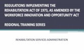 REGULATIONS IMPLEMENTING THE REHABILITATION ACT OF … · Pre-Employment Transition Services: “Required” Activities The five “required” activities of pre-employment transition