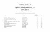 Leveled Book List L to P - Olmsted Falls City Schools Book List L to P.pdfLeveled Book List Guided Reading Levels: L‐P DRA: 24‐38 A Parent Guide to Finding Books at Their Child’s
