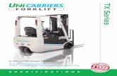 TX Series - Darr Equipment Co.3-Wheel Sit Down Forklifts 36 & 48 Volt AC-Powered 3,000 / 3,500 / 4,000 lbs. Capacities l Cushion Tire TX Series R SPECIFICATIONS ®