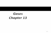 Gases Chapter 13€¦ · Section 13.6: Dalton’s Law of Partial Pressures Many gases, air for example, are a mixture of components. Studies of these mixtures have shown that each