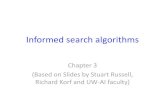 Informed search algorithms - …...Informed search algorithms Chapter 3 (Based on Slides by Stuart Russell, Richard Korf and UW-AI faculty) 2 Informed (Heuristic) Search Idea: be smart