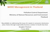 WEEE Management in Thailand - UN ESCAP by... · Municipal waste stream Donate/ Give Away Sell to junk shops/ informal waste collectors Local Authority Minority Majority Permitted