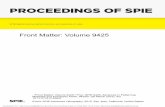 PROCEEDINGS OF SPIE...PROCEEDINGS OF SPIE Volume 9425 Proceedings of SPIE 0277-786X, V. 9425 SPIE is an international society advancing an interdisciplinary approach to the science