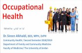 Occupational Health - Doctor 2018 - JU Medicine · Occupational Health in Health Workers A health care facility is a workplace as well as a place for receiving and giving care. Health