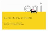 Barclays Energy Conference€¦ · Currently defining plan to resume production . eni.com Exploration & Production focus. 5. enhanced asset base: the foundation of long -term growth