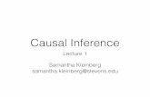 Causal Inference - Samantha Kleinberg• Used causal inference methods + body-worn sensors to ﬁnd cause of changes in glycemia • intense activity leads to hyperglycemia N. Heintzman