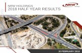 NRW HOLDINGS 2018 HALF YEAR RESULTS For personal use only -Airport Link… · 2019-01-04 · RESULTS OVERVIEW. Forrestfield-Airport Link, Perth WA . Curragh Coal Mine, QLD. 2 •