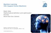 Machine Learning V04: Support Vector Machines · Machine Learning V04: Support Vector Machines Basic idea Mathematical definition and optimization Kernels More than two classes Based