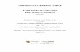 UNIVERSITY OF COLORADO DENVER · UNIVERSITY OF COLORADO DENVER . CHANCELLOR’S ACTION TEAMS . FINAL REPORT SUMMARIES . May 18, 2017 . Academic Advising, Sarah Fields, Chair [pages