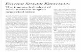 The trammeled talent of Isaac Bashevis Singer's neglected sister. … · 2013-01-21 · ESTHER SINGER KREITMAN. The trammeled talent of Isaac Bashevis Singer's neglected sister. In