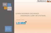 LEHRN MEMBER EXCHANGE: ANDERSEN CORP HR SYSTEMS · 2018-03-31 · Employer Brand Strategy/Smashfly implementation ATS Tech Re-evaluation LMS Assessment, Selection, ... • Hootsuite