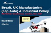 Brexit, UK Manufacturing (esp Auto) & Industrial Policy · David Bailey & Lisa De Propris, What does Brexit mean for UK Automotive and Industrial Policy? In… Agenda Publishing 2017.
