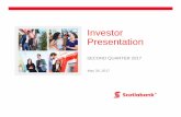 FINAL- Q2 Investor Presentation - Scotiabank€¦ · Investor Presentation May 30, 2017 SECOND QUARTER 2017. ... year-over-year earnings growth • Remaining increases from Corporate