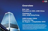 Overview Eric Lian President & CEO, China Christine …...Overview Eric Lian President & CEO, UOB China Christine Ip CEO, UOB Hong Kong UOB Greater China Corporate Day 31 August –