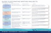 GUIDE TO ESTIMATING WRITING PROJECTS · Assumes an average user guide (20-80 pages) of moderate complexity. Availability of existing style guide, SMEs and source docs will significantly