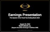 Earnings Presentation FY2019 Q1 - ir-english.rizapgroup.com€¦ · Earnings Presentation. Disclaimer RIZAP GROUP, Inc. (hereinafter referred to as the “Company”) has produced