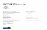 Ryerson University Spring Convocation · Acting Program School of Performance Convocation Ceremony Family and friends are requested to rise when the academic procession enters, and