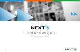Final Results 2013 - Next Fifteen Communications · 2017-09-26 · Social network use of global pop 8.3% 25% % of US adults online uploading video