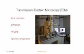 Transmissions Electron Microscopy (TEM)€¦ · Transmissions Electron Microscopy (TEM) Basic principles Diffraction Imaging Specimen preparation. Electron interaction with the (thin)