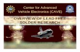 Center for Advanced Vehicle Electronics (CAVE)...Task #2: Construction of Library of Pb-Free Wetting Videos A digital video library documenting ~ 20 combinations of Pb-free solder