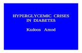 Hyperglycemic crisis in diabetes: Kudoos Amod · • DKA & HHS represent 2 extremes in spectrum of marked decompensated DM • Annual incidence hospital admissions for DKA > HHS •