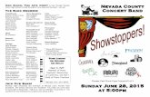 Sunday June 28, 2015 - Nevada County Concert BandConcert Band Showstoppers C Pioneer Park Picnic Pops Concert #1 of 3 Sunday June 28, 2015 at 5:00pm PIANO ESSONS FOR HILDREN AND ADULTS