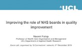 Improving the role of NHS boards in quality improvement · 2019-12-04 · Creating boundary spanning roles Involving patients in QI. UCL, ... Using data for improvement Kroch et al