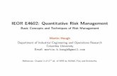 IEOR E4602: Quantitative Risk Managementmh2078/QRM/BasicConceptsMasterSlides.pdf · Linear Approximations to the Loss Function Assuming f(·,·) is diﬀerentiable, can use a ﬁrst