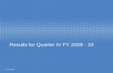 Results for Quarter IV FY 2009 - IT Consulting Services & Business ... · Revenue from International Business 274,310 256,307 % Growth Y-o-Y 7.02% Revenue from Indian Business 25,979