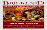 Let’s Give Thanks! - Brickyard Golf Club · Let’s Give Thanks! The holiday season commences this month with many club events for the whole family! We hope to see you often, and