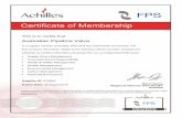 Certificate of Membership - Australian Pipeline Valve...Certificate of Membership Achilles Certificate of Membership is a formal recognition by Achilles that this organisation has