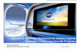 Electrical Materials Research for NASAs Hybrid …...specific applications. • Essentially completed lab build-up activities. • Have made several new hires with experience in nanocomposite