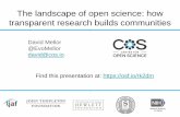 The landscape of open science: how transparent research builds …wileyeditorsymposium.com/wp-content/uploads/2019/05/Keynote-The... · The landscape of open science: how transparent