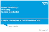 Analysts' Conference Call on Annual Results 2019€¦ · 11 Analysts' Conference Call on Annual Results 2019 Strong growth based on improving reinsurance market environment Satisfactory