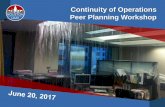 Continuity of Operations Peer Planning Workshop · Continuity of Operations (COOP): • The effort by individual departments/agencies to sustain and resume essential functions and