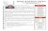 WISE BAPTIST NEWS January 27... · 2018-04-27 · WISE BAPTIST NEWS A PUBLICATION FOR MEMBERS AND FRIENDS OF WISE BAPTIST CHURCH January 27, 2015 Dear church family and friends, Part