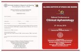 National Conference on Clinical Aphasiology · 2019-10-04 · The department of Speech Language Pathology is conducting 2-day National Conference on Clinical Aphasiology on 27 - 28