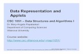 Data Representation and Applets - Villanova Universitymap/1051/s16/05datarepgraphics.pdf · Data Representation and Applets CSC 1051 – Data Structures and Algorithms I Dr. Mary-Angela