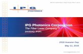 IPG Photonics Corporation (NASDAQ: IPGP) · IPG Overview Global leader in industrial fiber lasers FY 2015 sales of $901 million; YOY growth of 17% $4.53 diluted EPS; up 20% YOY Q1