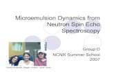Microemulsion Dynamics from Neutron Spin Echo Spectroscopy · Microemulsion Dynamics from Neutron Spin Echo Spectroscopy Group D NCNR Summer School 2007 Sheila Khodadadi, Maggie Johnson,