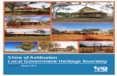 Shire of Ashburton Local Government Heritage Inventory...SHIRE OF ASHBURTON LOCAL GOVERNMENT HERITAGE INVENTORY 1 1.0 INTRODUCTION The Shire of Ashburton (the Shire) has a rich and