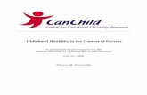 Childhood Disability in the Context of Poverty · prevalence data for childhood disability in low-income families is currently unavailable, an estimated 30% of Canadian children and