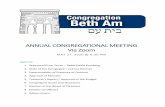 ANNUAL CONGREGATIONAL MEETING Via Zoom · 2020-05-15 · 2 Congregation Beth Am Annual Membership Meeting 2020 May 1, 2020 . Dear Congregation Beth Am Members, Our Annual Meeting