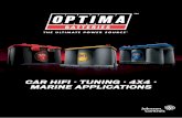 CAR HIfI · TuNING · 4x4 · MARINE APPLICATIONS · fOR MARINE APPLICATIONS An OPTIMA BlUeTOP battery will let you stay on the water longer. hether it’s yachting, sailing, w or