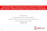 Improving the quality of teaching, learning, and assessment of ...€¦ · Improving the quality of teaching, learning, and assessment of mathematics at higher education: Utilizing