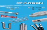 Arsen General Price List 2015 - Arsenflex · Arsen Co.Ltd. has started an export attack with 10% in 2009 and come near its target of contributing country’s economy more by exporting