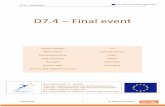 D7.4 – Final event - CORDIS · Giacomo Marco SOMMA, Project Manager, ERTICO – ITS Europe, Belgium Speakers: Martin RUSS, Managing Director, AustriaTech, Austria Phillip PROCTOR,