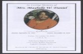 In Loving M‘ emory of Mrs. MaybeUe( DanieCdlgmedia1- · Mrs. Maybelle W. Daniel was bom September 29, 1943 in Sparta, GA to the late Mr. Frank and Mary Williams. She departed this