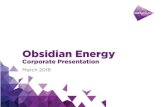 Obsidian Energy Corporate Presentation · This presentation should be read in conjunction with the Company's audited consolidated financial statements, management's discussion and