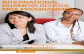 InternatIonal BusIness school MBa PrograMMes · The Master of Business Administration in International Business and Management (MBA in ... • Master of Arts in International Business